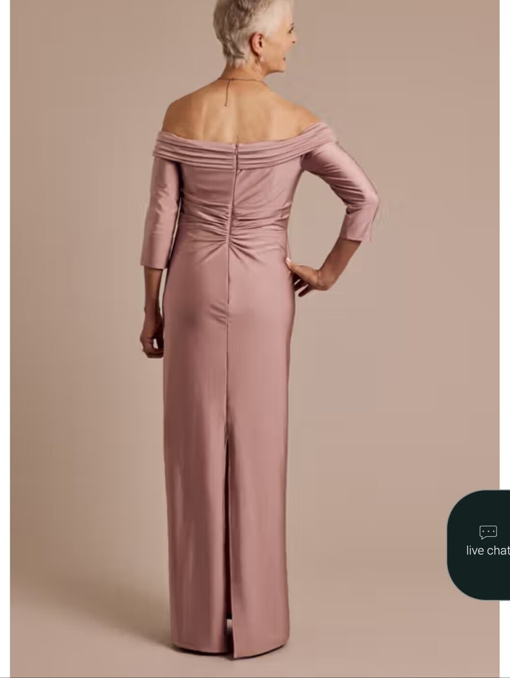 Oleg Cassini Off-the-Shoulder Dusty Rose Gown - Picture 3 of 6